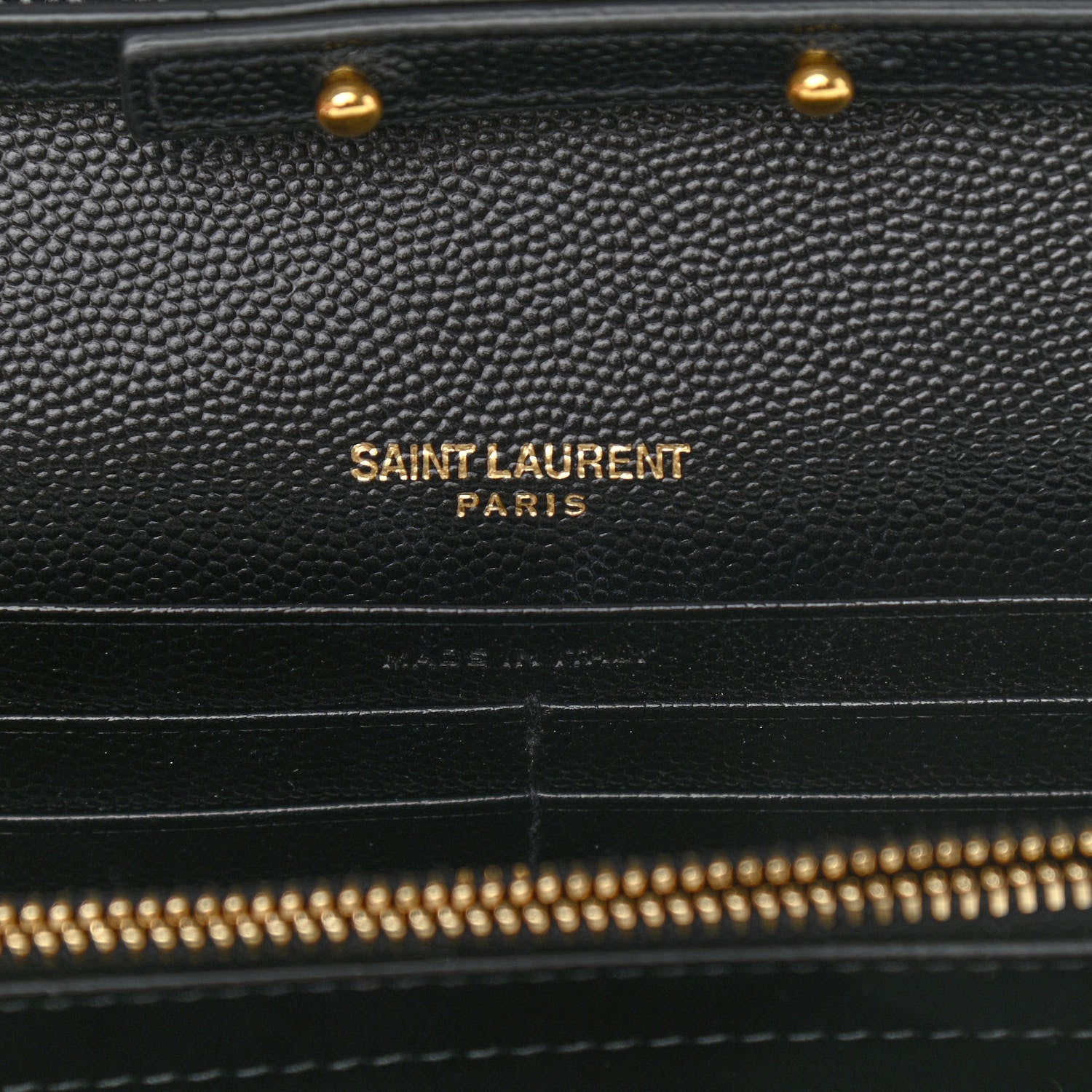 Saint Laurent Grain De Poudre Matelasse Chevron Monogram Chain Wallet Black 8 of 11