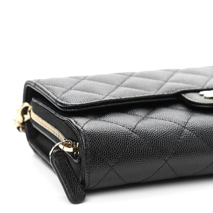 Chanel Caviar Quilted Phone Holder Wallet on Removable Chain Black 11 of 13