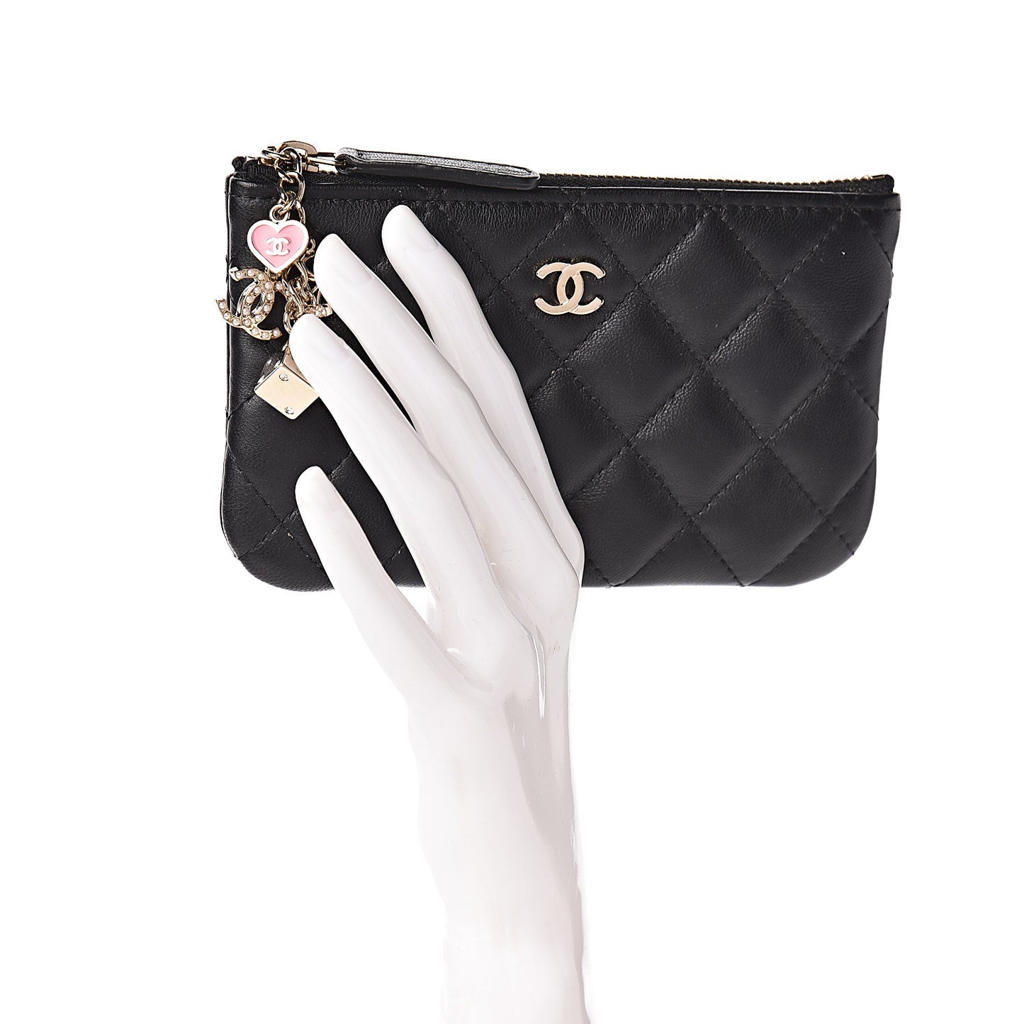 Lambskin Quilted Casino Coin Purse Black