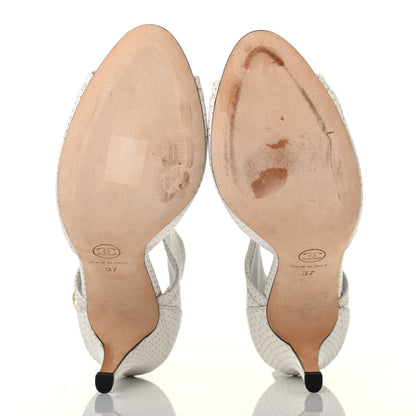 Chanel Calfskin Polka Dot Peep Toe Cut Out Pumps 37 White 4 of 4