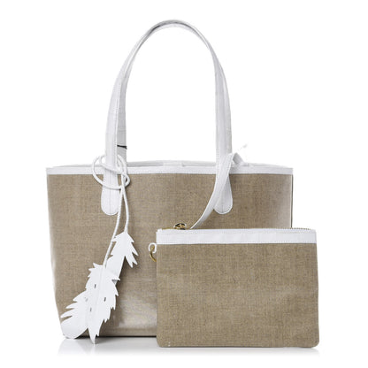 Nancy Gonzalez Linen Crocodile Erica Shopper Tote White 1 of 10