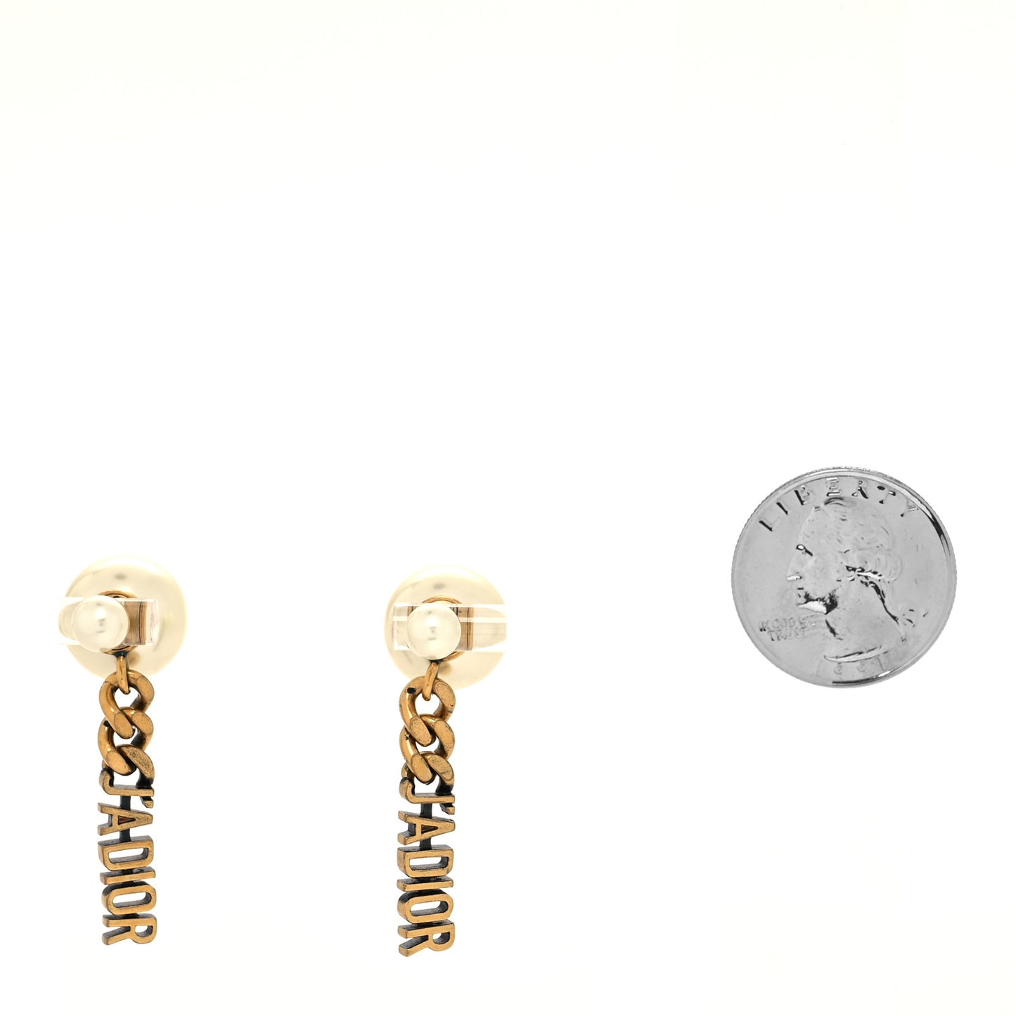 Pearl Dio(r)evolution Logo Earrings Aged Gold