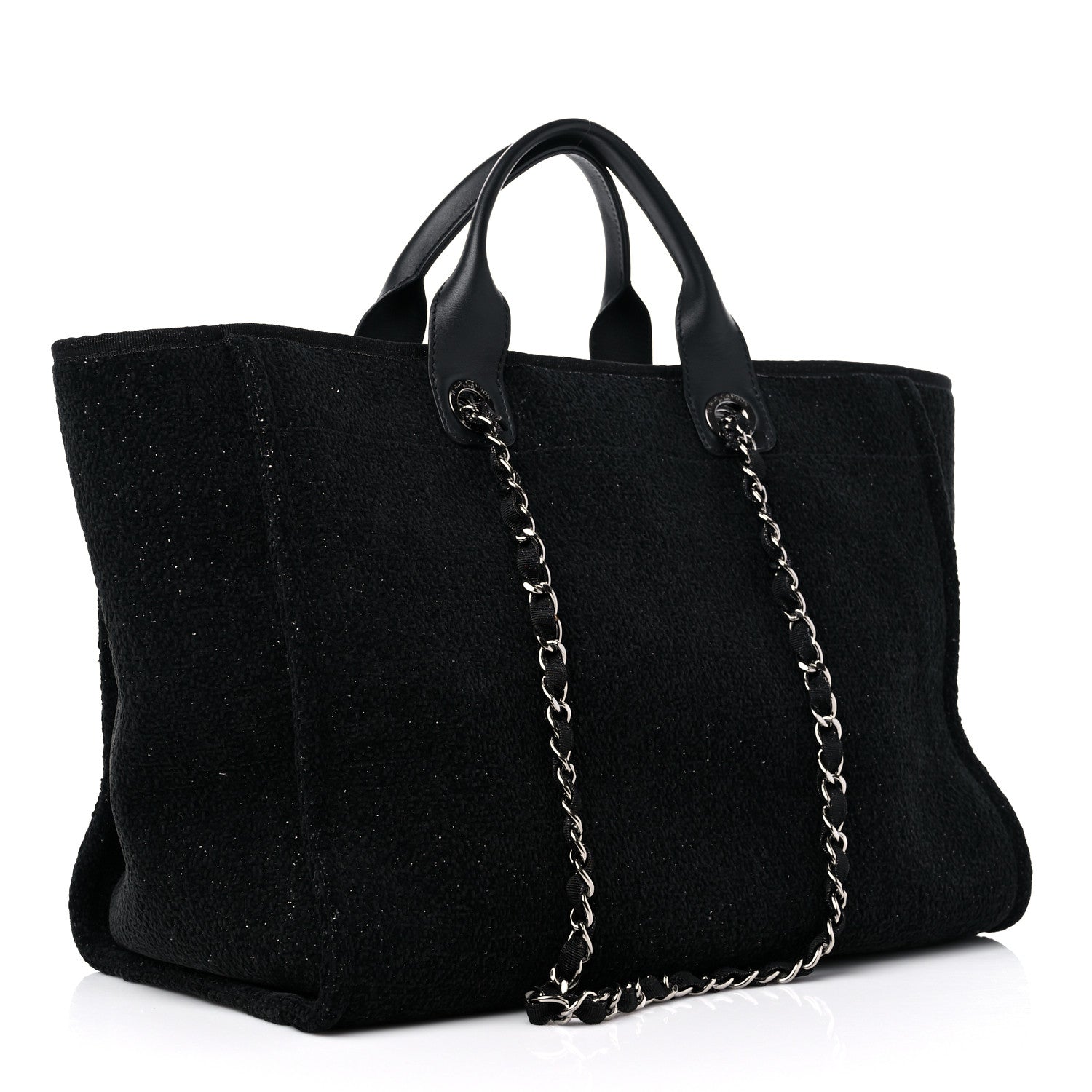 Chanel Lurex Boucle Medium Deauville Tote Black 3 of 10