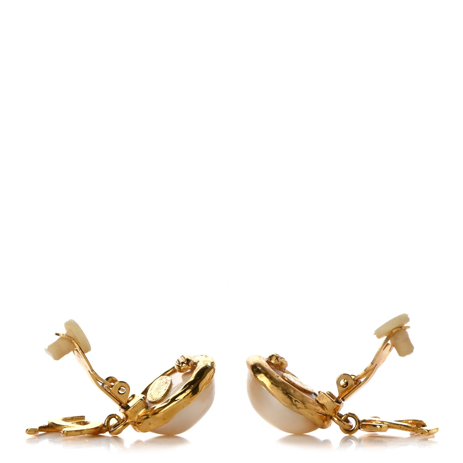 Chanel Pearl CC Dangle Clip On Earrings Gold 3 of 6