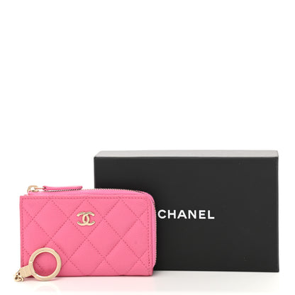 Chanel Caviar Quilted Zipped Key Holder Case Pink 8 of 8