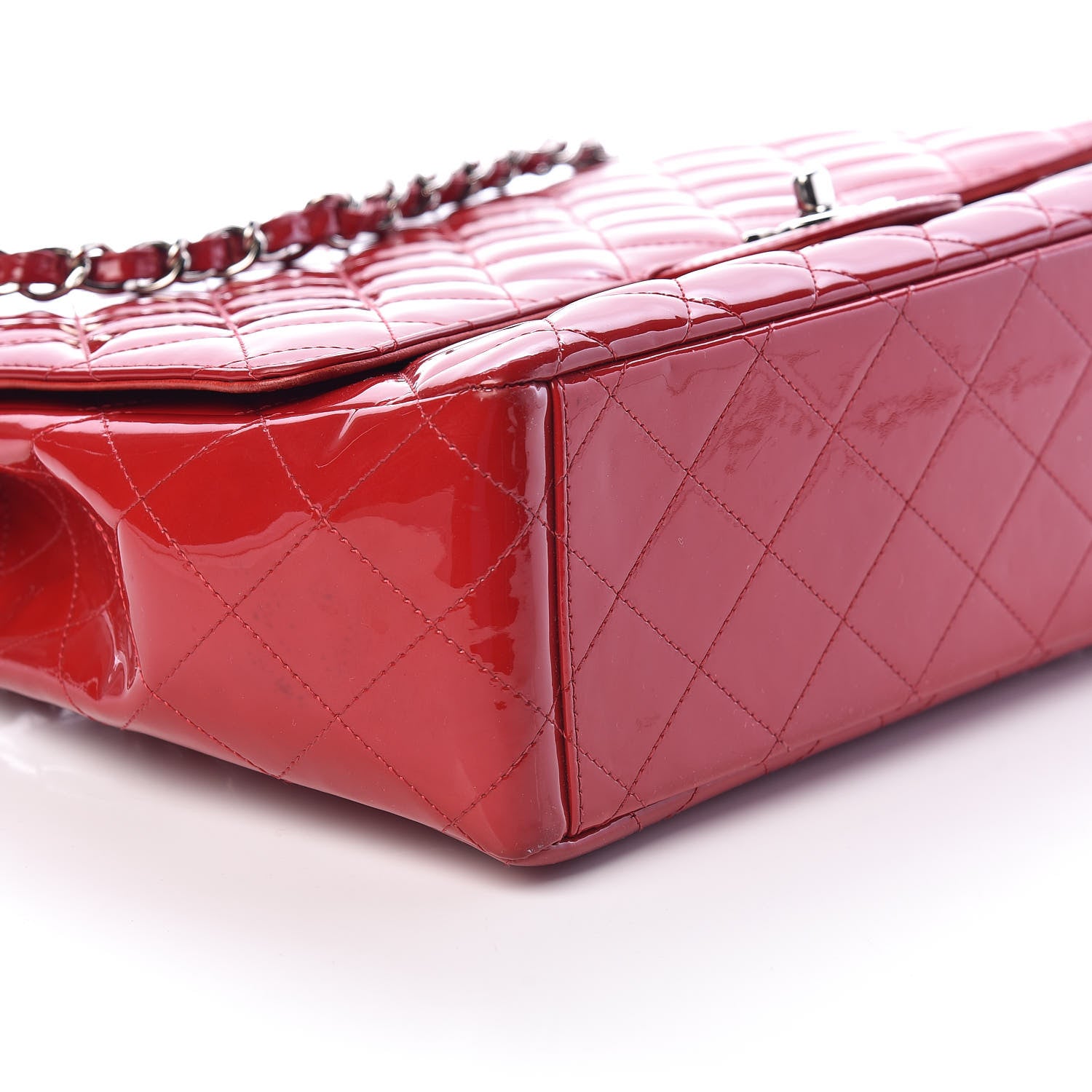 Chanel Patent Quilted Maxi Single Flap Red 9 of 12