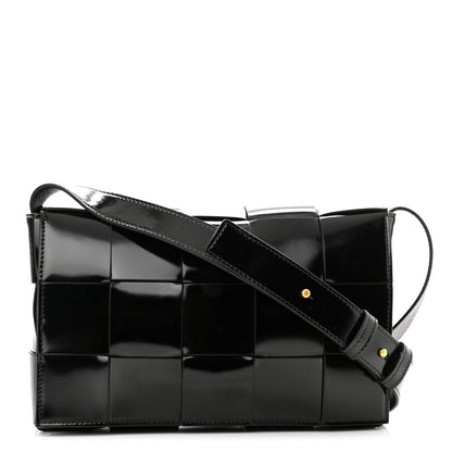 Bottega Veneta Spazzolato Maxi Intrecciato Cassette Crossbody Bag Black 1 of 9
