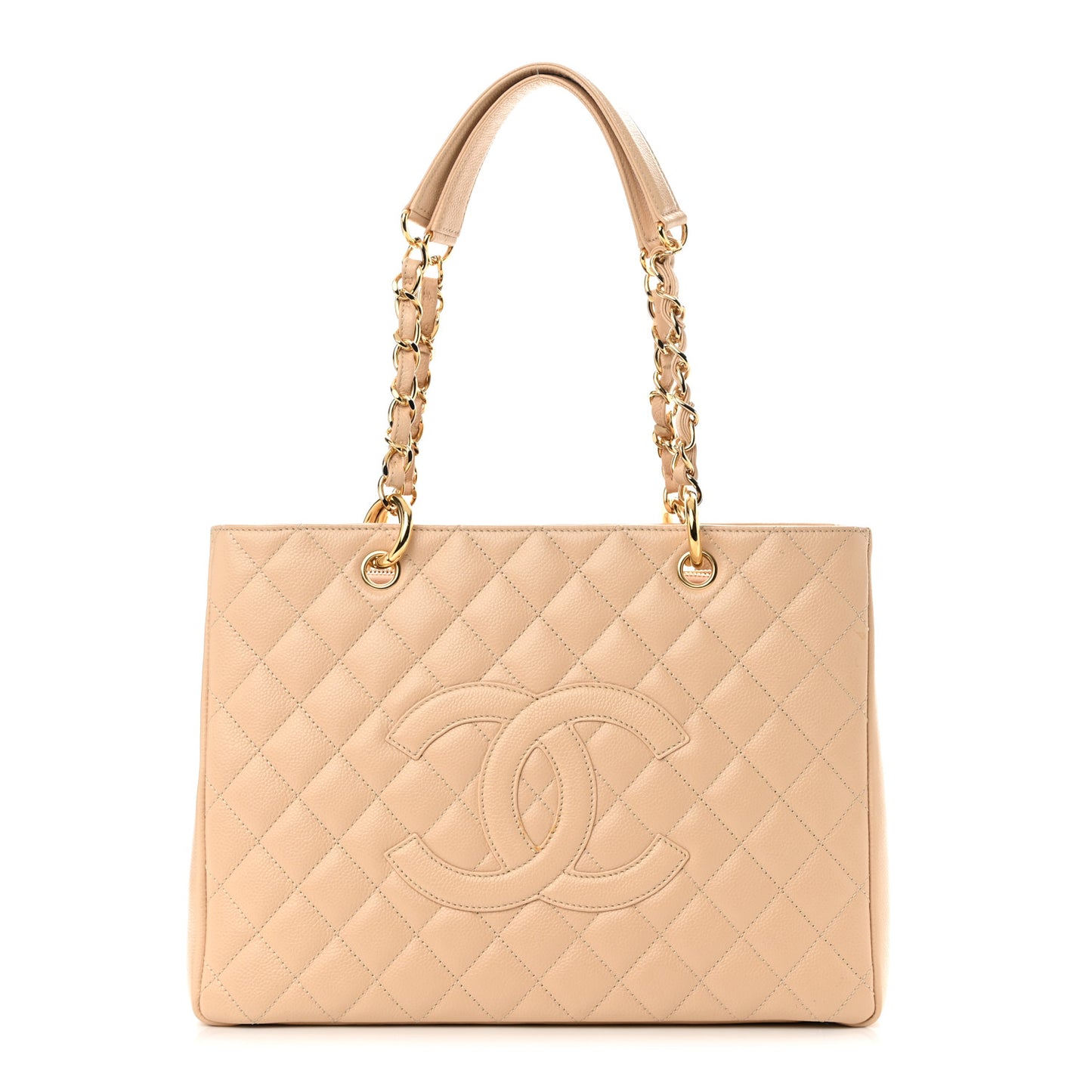 Caviar Quilted Grand Shopping Tote GST Beige Clair