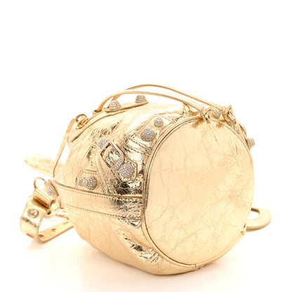 Balenciaga Metallic Agneau Arena Crystal Le Cagole Bucket Bag XS Light Gold 4 of 10