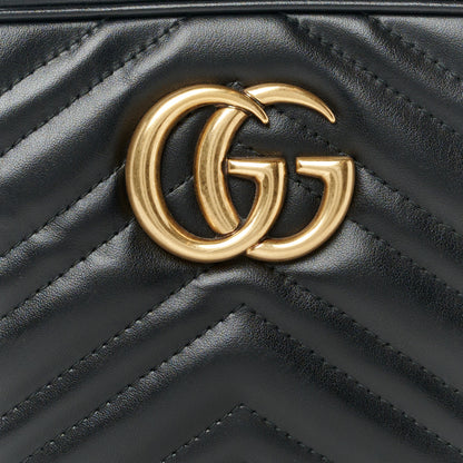 Gucci Calfskin Matelasse Small GG Marmont Chain Shoulder Bag Black 9 of 11