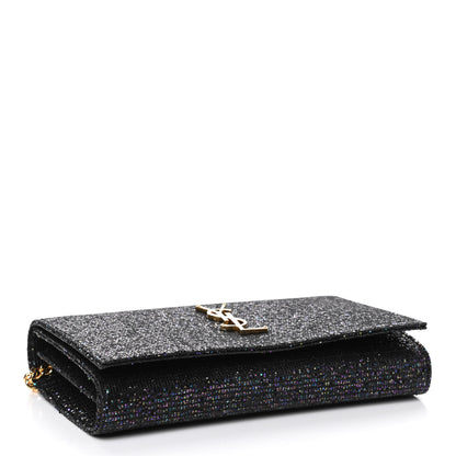 Saint Laurent Glitter Classic Monogram Chain Wallet Black Multicolor 3 of 4