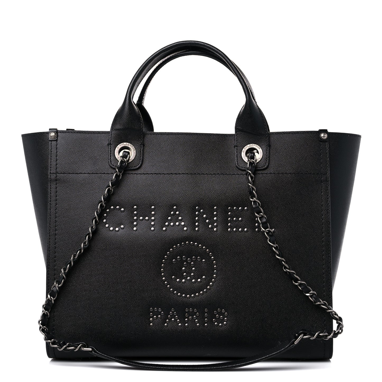 Caviar Small Studded Deauville Tote Black