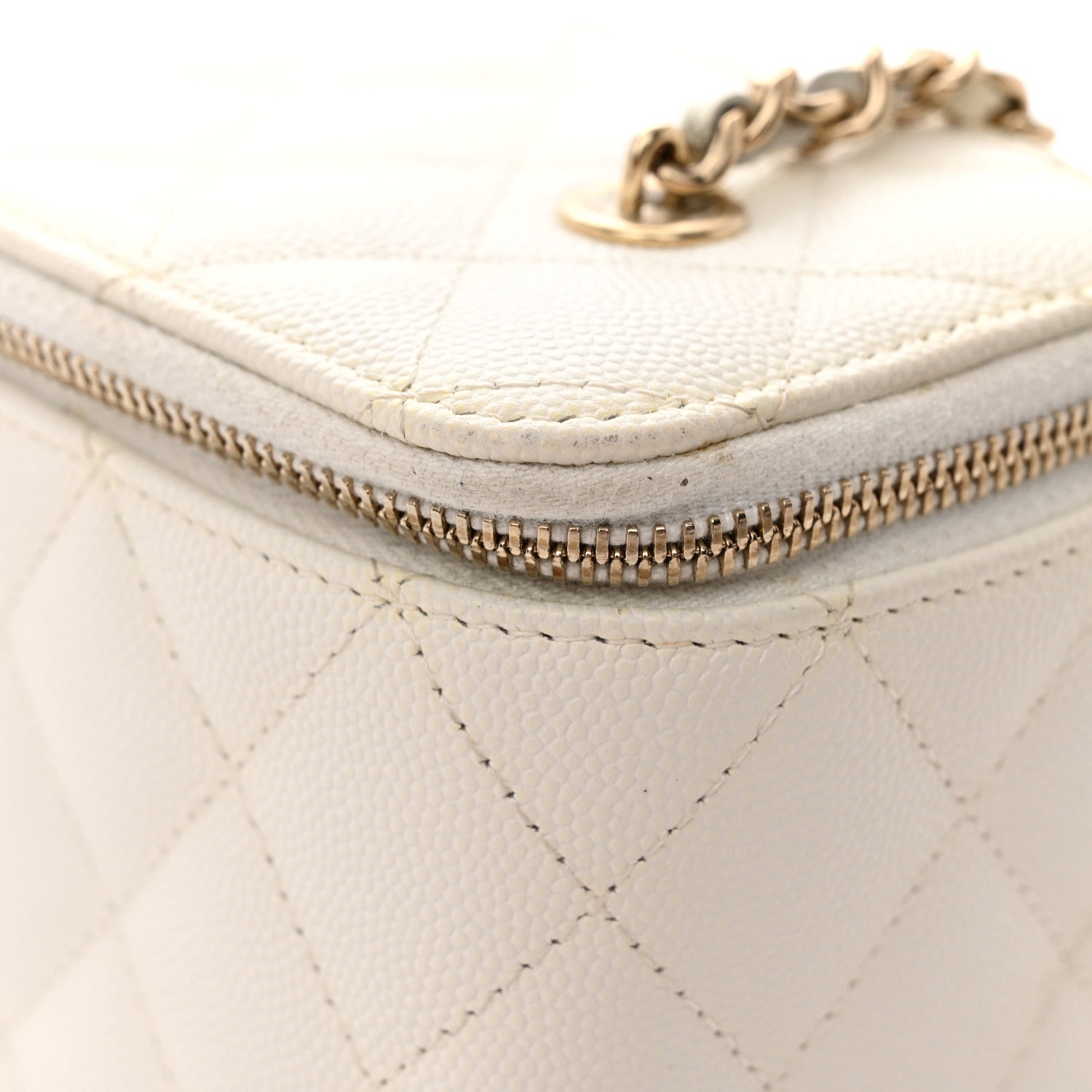 Chanel Caviar Quilted Small Vanity Case With Chain White 12 of 15
