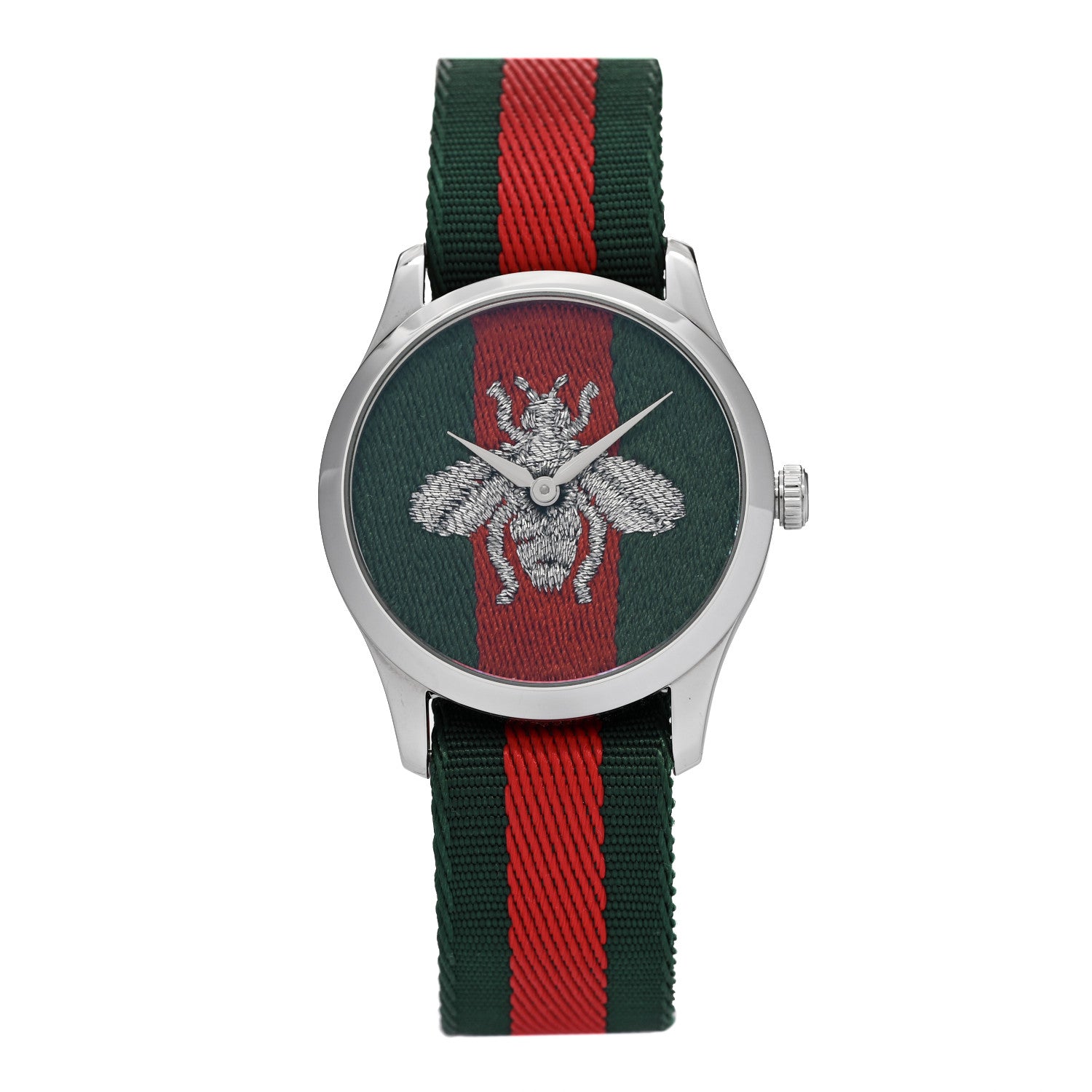 Gucci Stainless Steel Nylon 38mm Le Marche Des Merveilles Bee Quartz Watch Green 1 of 5