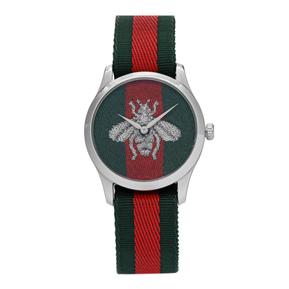 Gucci Stainless Steel Nylon 38mm Le Marche Des Merveilles Bee Quartz Watch Green 1 of 5