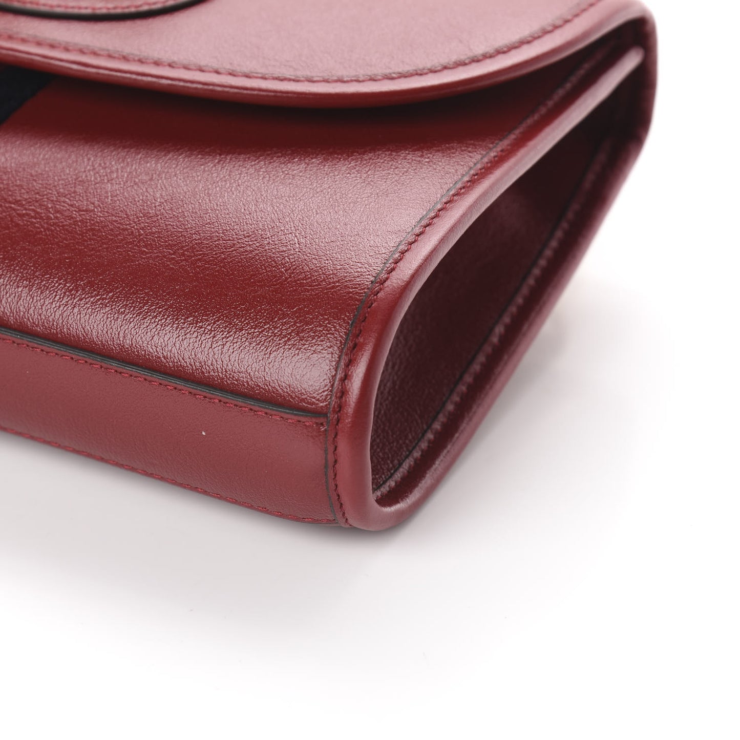 Textured Calfskin Web Rajah Slim Flap Shoulder Bag Romantic Cherry