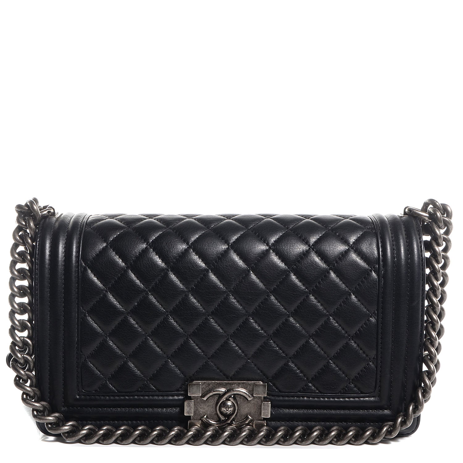 Chanel Metallic Calfskin Quilted Medium Boy Flap Black 1 of 9