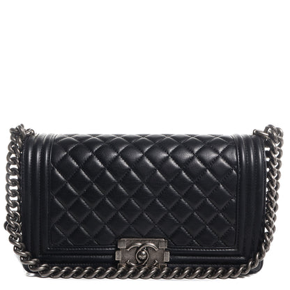Chanel Metallic Calfskin Quilted Medium Boy Flap Black 1 of 9