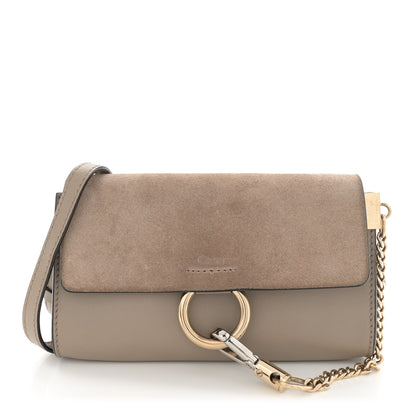 Chloe Suede Calfskin Small Faye Shoulder Bag Motty Grey 1 of 16