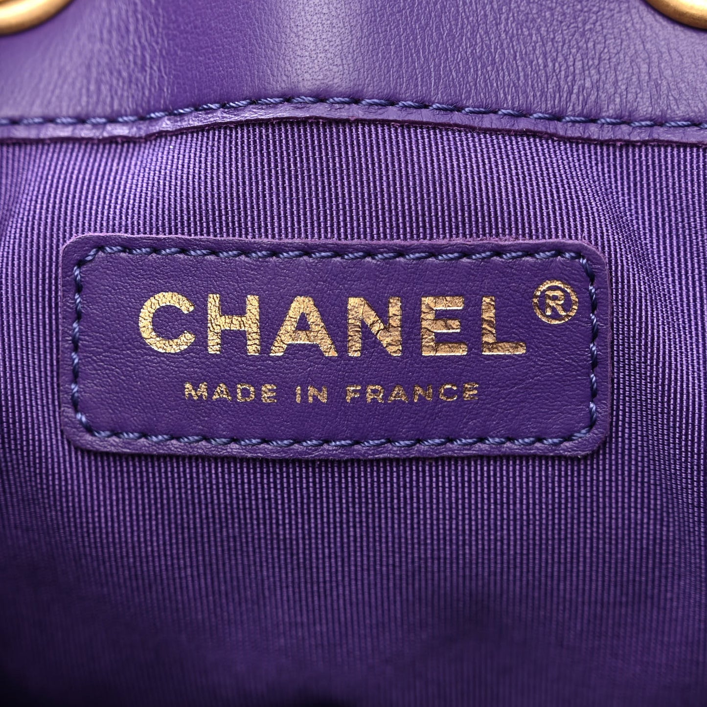 Calfskin Quilted Bucket Bag Purple