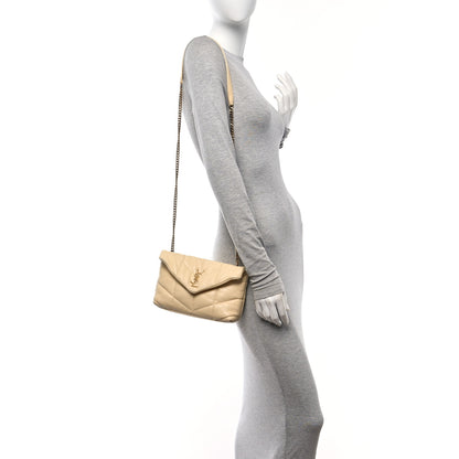 Saint Laurent Lambskin Quilted Toy Loulou Puffer Monogram Chain Satchel Jaune Pale 2 of 13