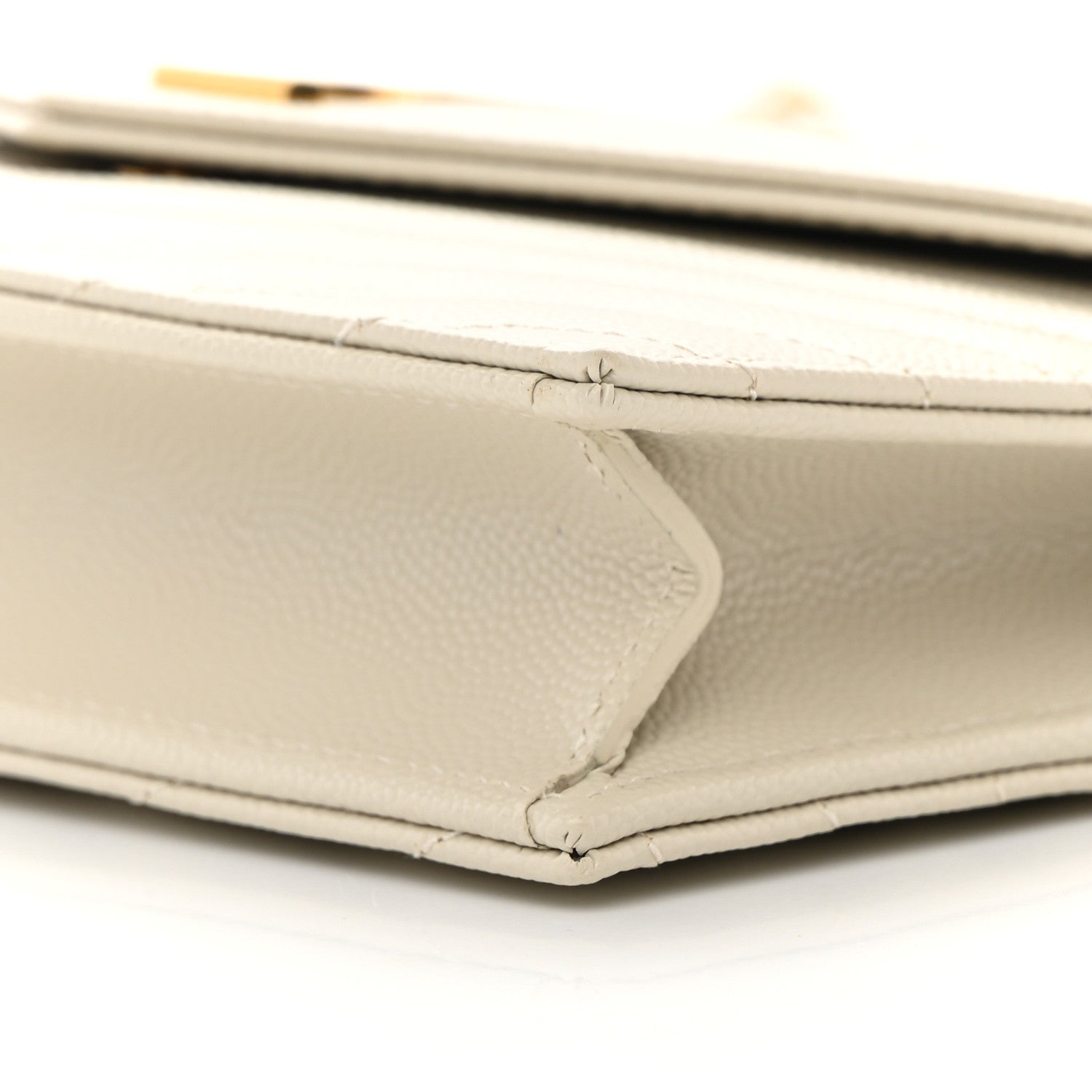 Saint Laurent Grain De Poudre Matelasse Chevron Monogram Envelope Chain Wallet Blanc Vintage 5 of 15