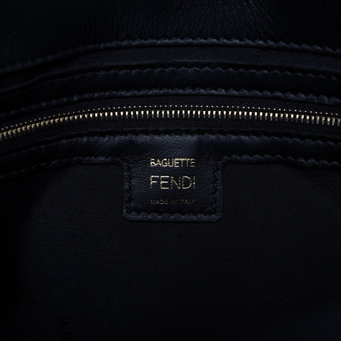 Nappa FF 1974 Embossed Large Baguette Black