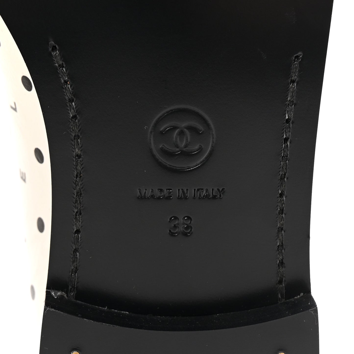 Printed Calfskin CC Dots Moccasin Loafers 38 Ivory Black