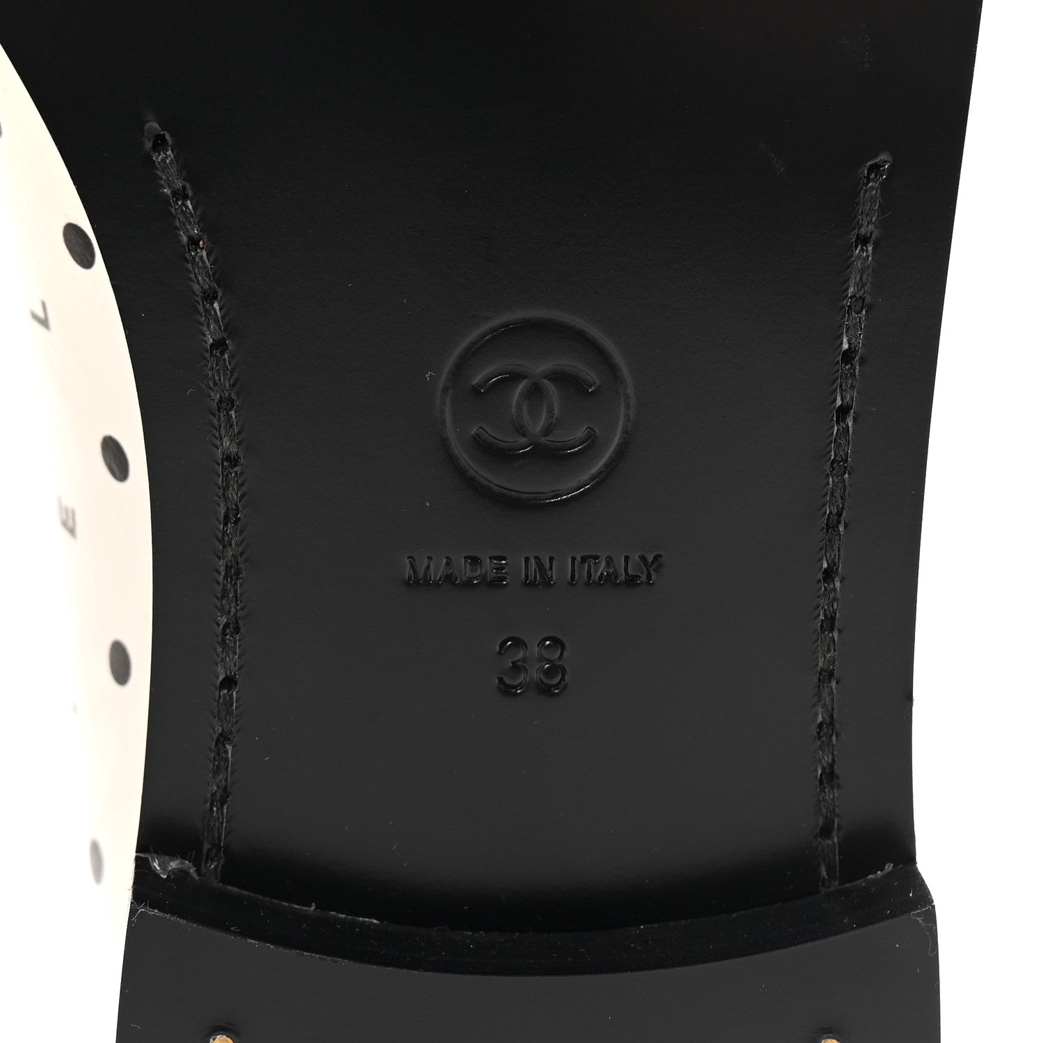 Chanel Printed Calfskin CC Dots Moccasin Loafers 38 Ivory Black 7 of 10
