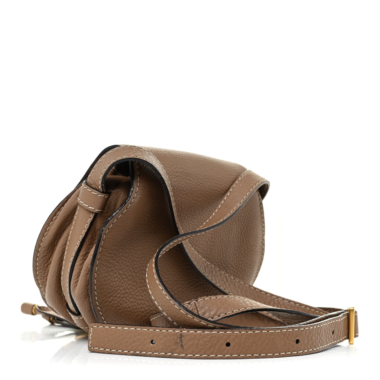 Calfskin Mini Marcie Round Crossbody Bag Nut