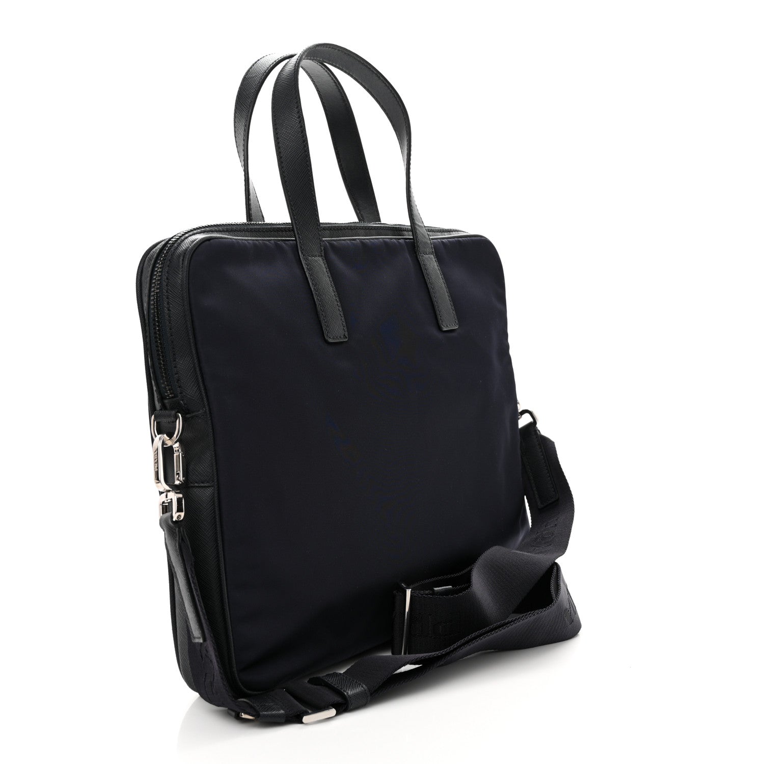 Prada Tessuto Nylon Saffiano Briefcase Black 3 of 9