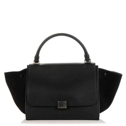Celine Drummed Calfskin Suede Medium Trapeze Black 1 of 7