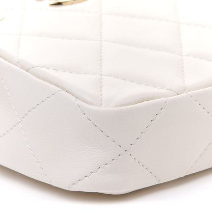 Chanel Lambskin Quilted Tiny Shopping Clutch With Chain White 9 of 11