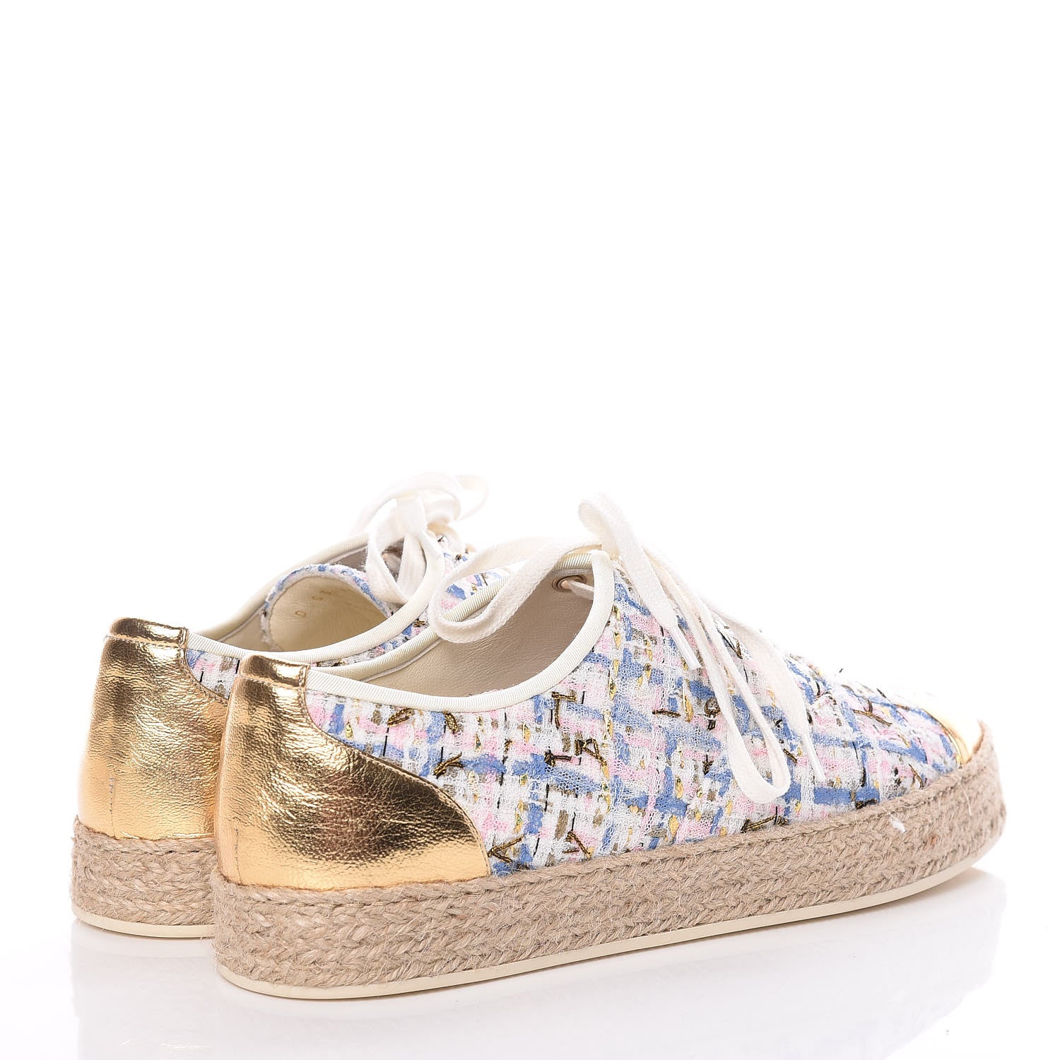 Chanel Tweed Lace Up Espadrilles 40 Multicolor 4 of 10