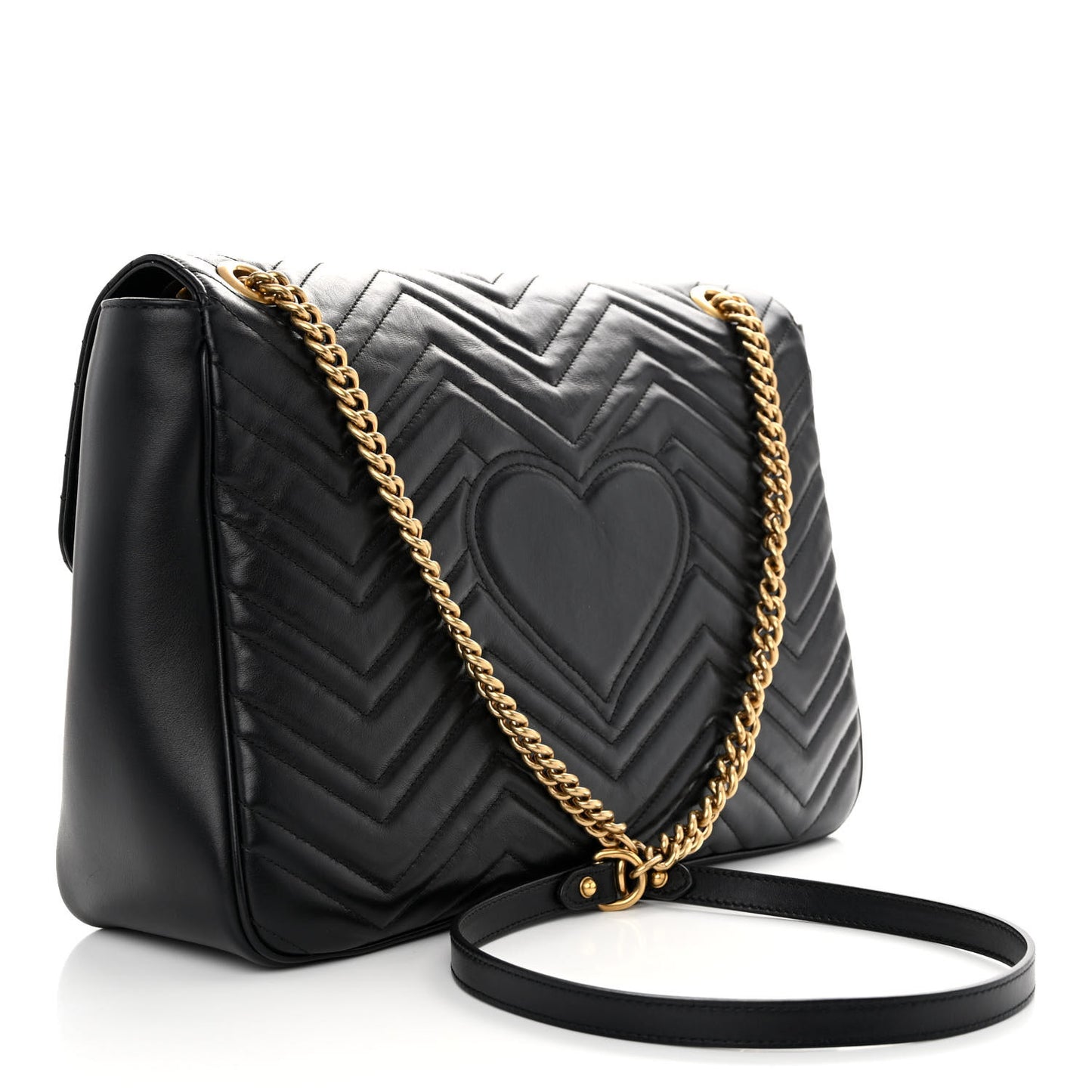 Calfskin Matelasse Large GG Marmont Shoulder Bag Black
