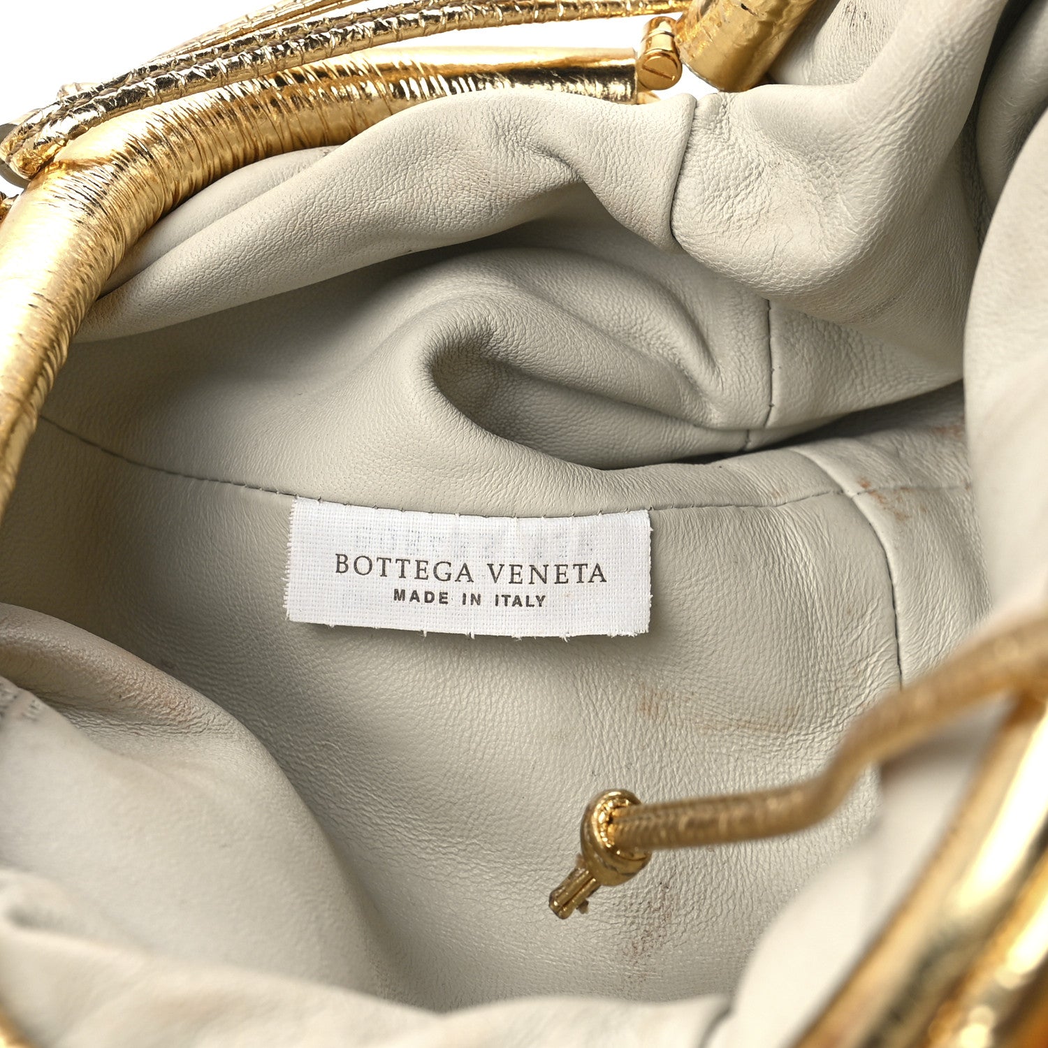 Bottega Veneta Metallic Crinkled Lambskin The Mini Pouch Oro 7 of 13