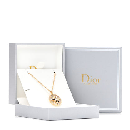 Christian Dior 18K Yellow Gold Diamond Mother of Pearl Rose Des Vents Medallion Necklace 8 of 8