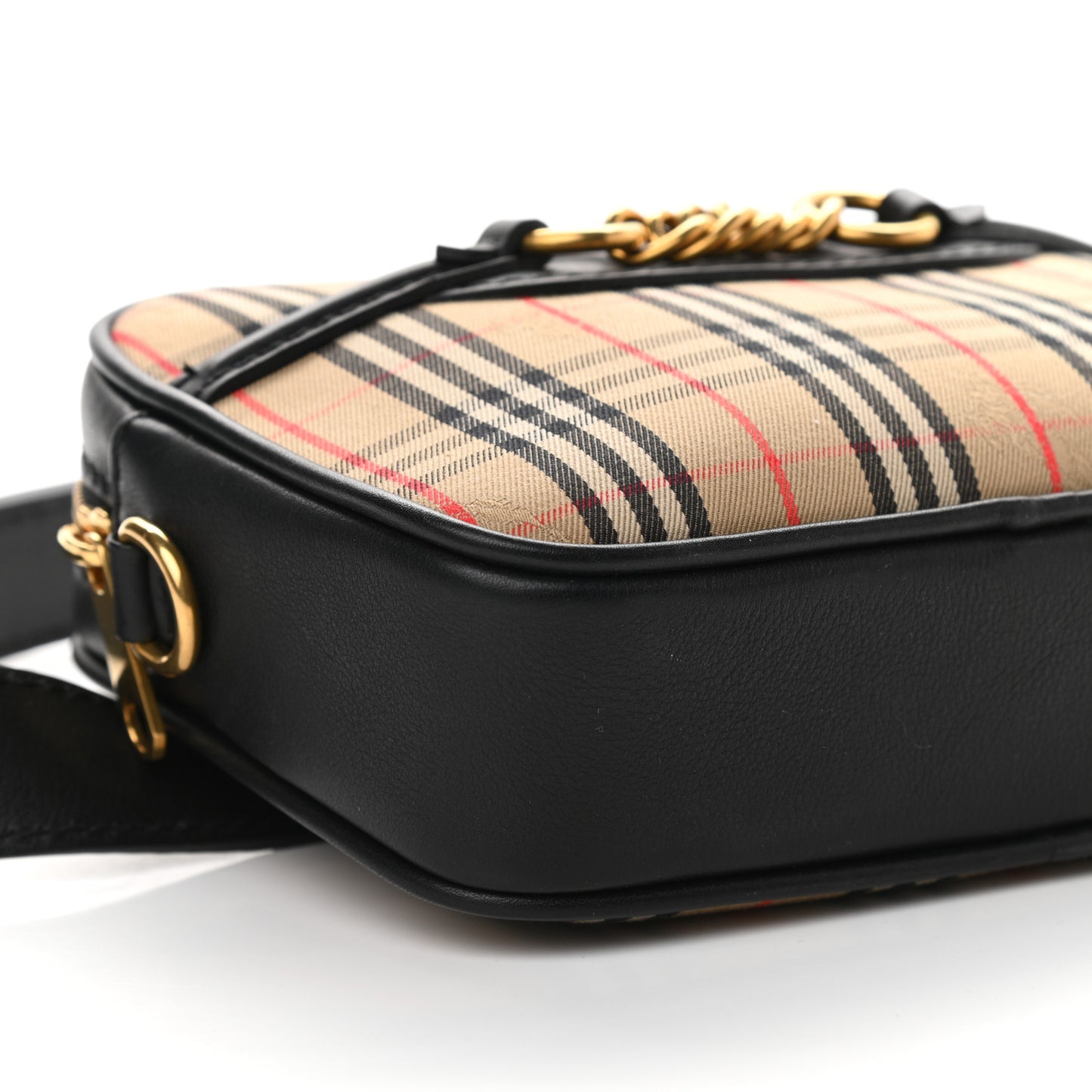 1983 Knight Check Smooth Calfskin Link Bum Bag Black
