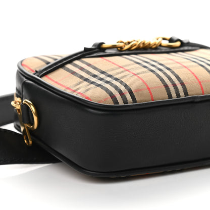 Burberry 1983 Knight Check Smooth Calfskin Link Bum Bag Black 6 of 7