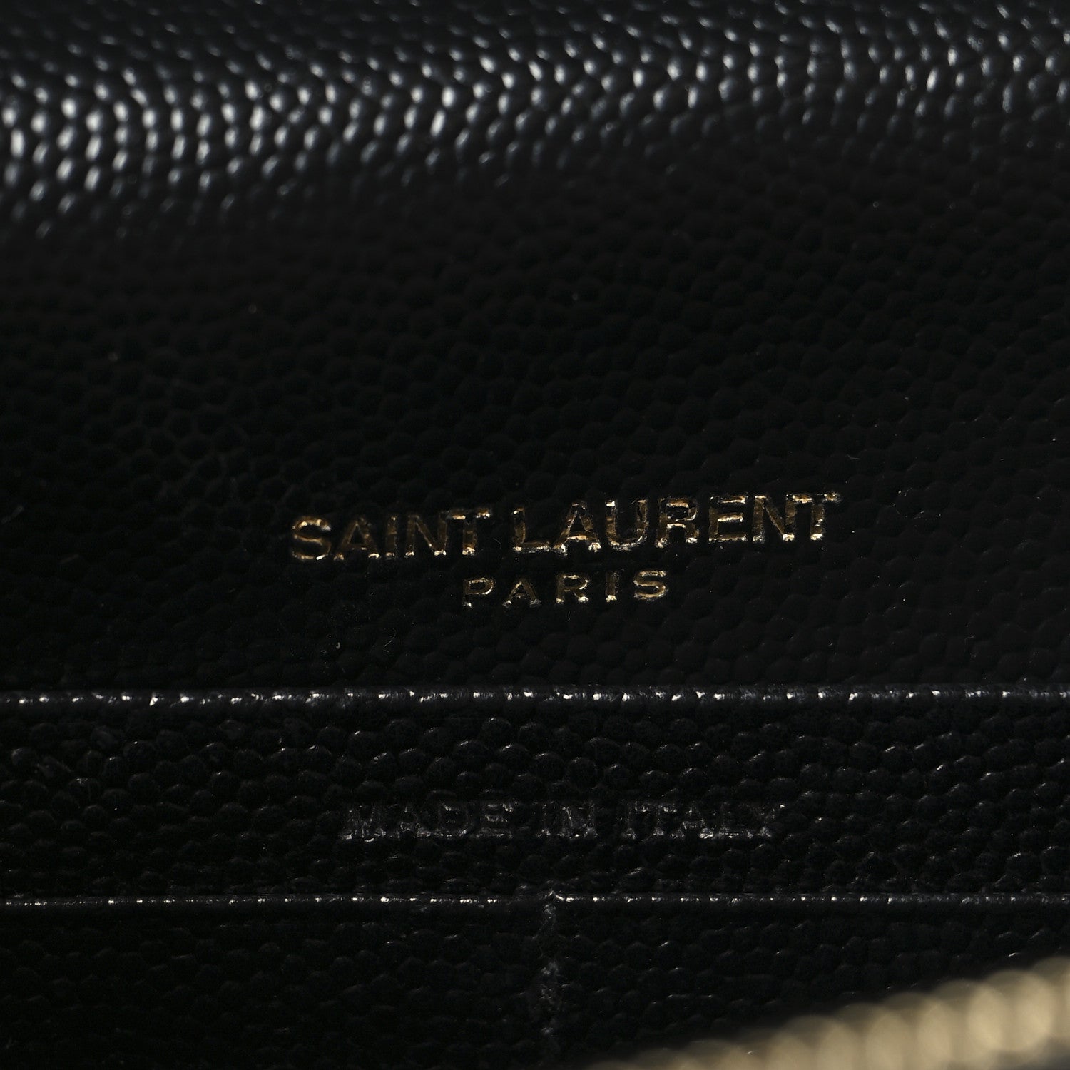Saint Laurent Grain De Poudre Matelasse Chevron Monogram Envelope Chain Wallet Black 6 of 9