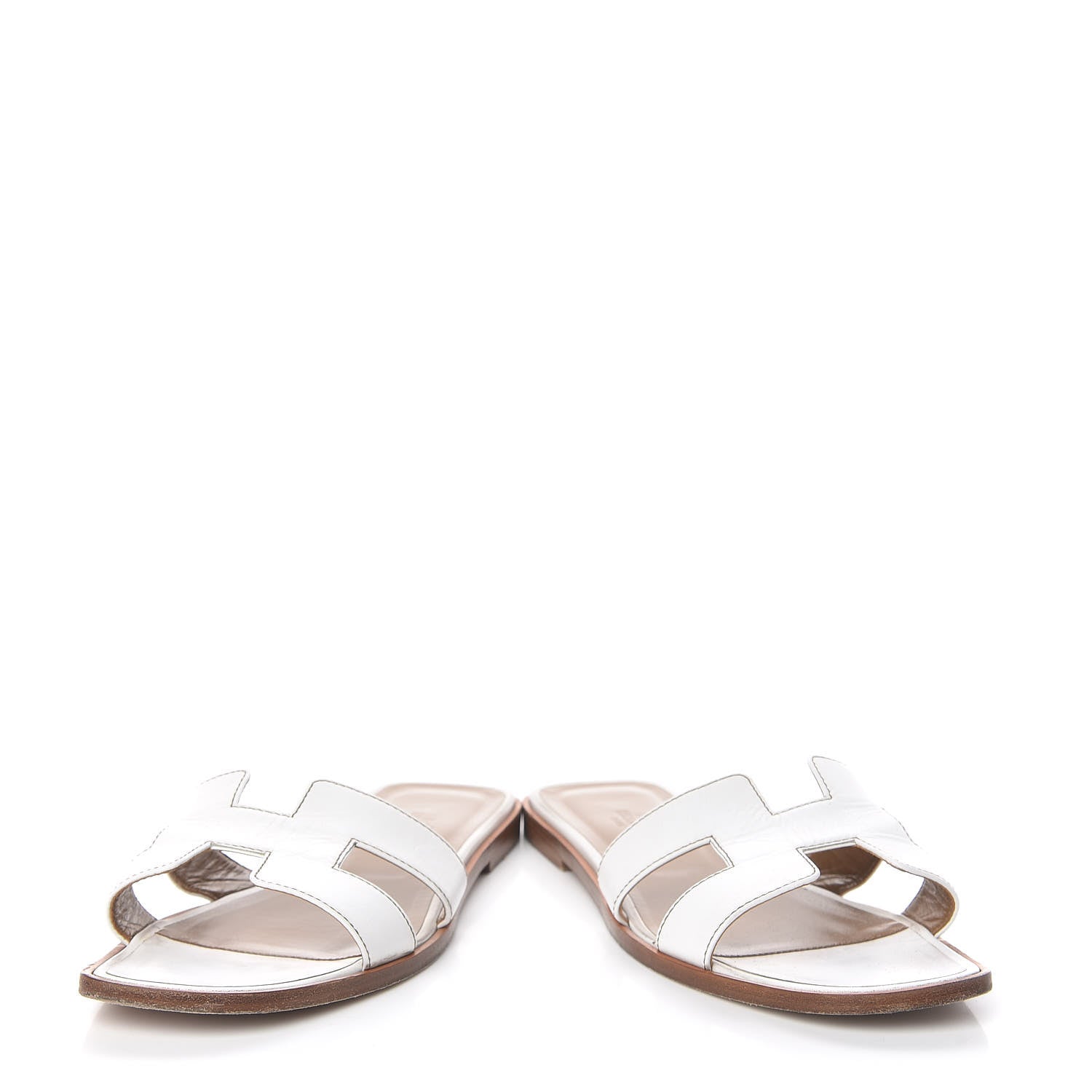 Hermes Box Calfskin Oran Sandals 38.5 White 6 of 18
