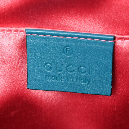 Gucci Velvet Matelasse Small GG Marmont Chain Shoulder Bag Pavone Cyan 5 of 9