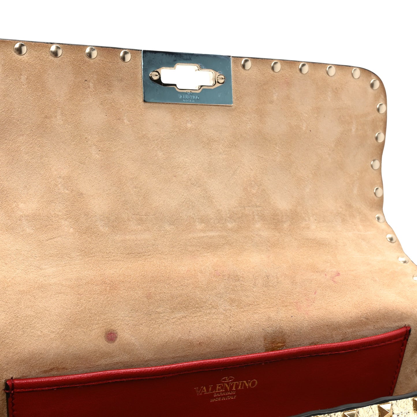 Metallic Nappa Small Rockstud Spike Shoulder Bag Platino