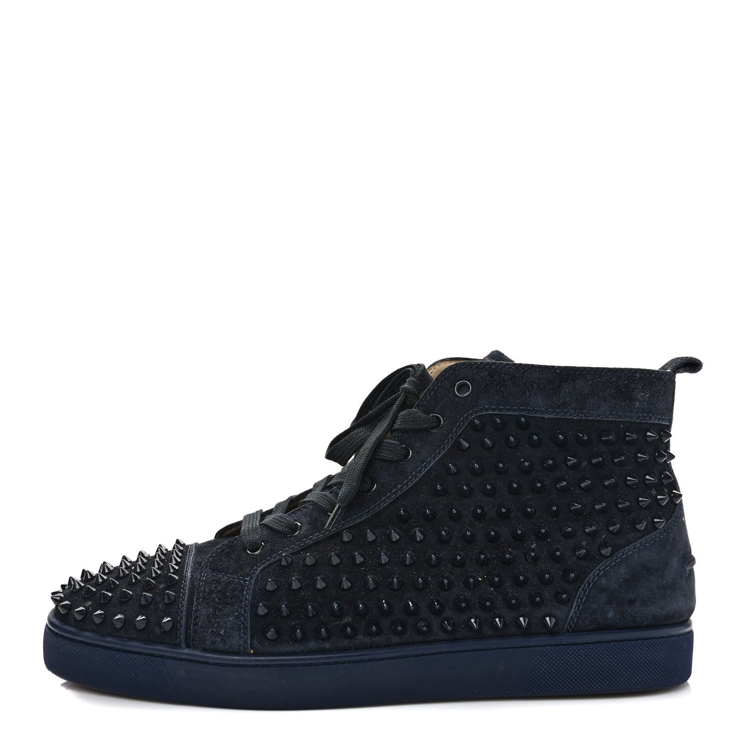 Christian Louboutin Veau Velours Mens Louis Orlato Flat Spikes Sneakers 46 Navy 1 of 8