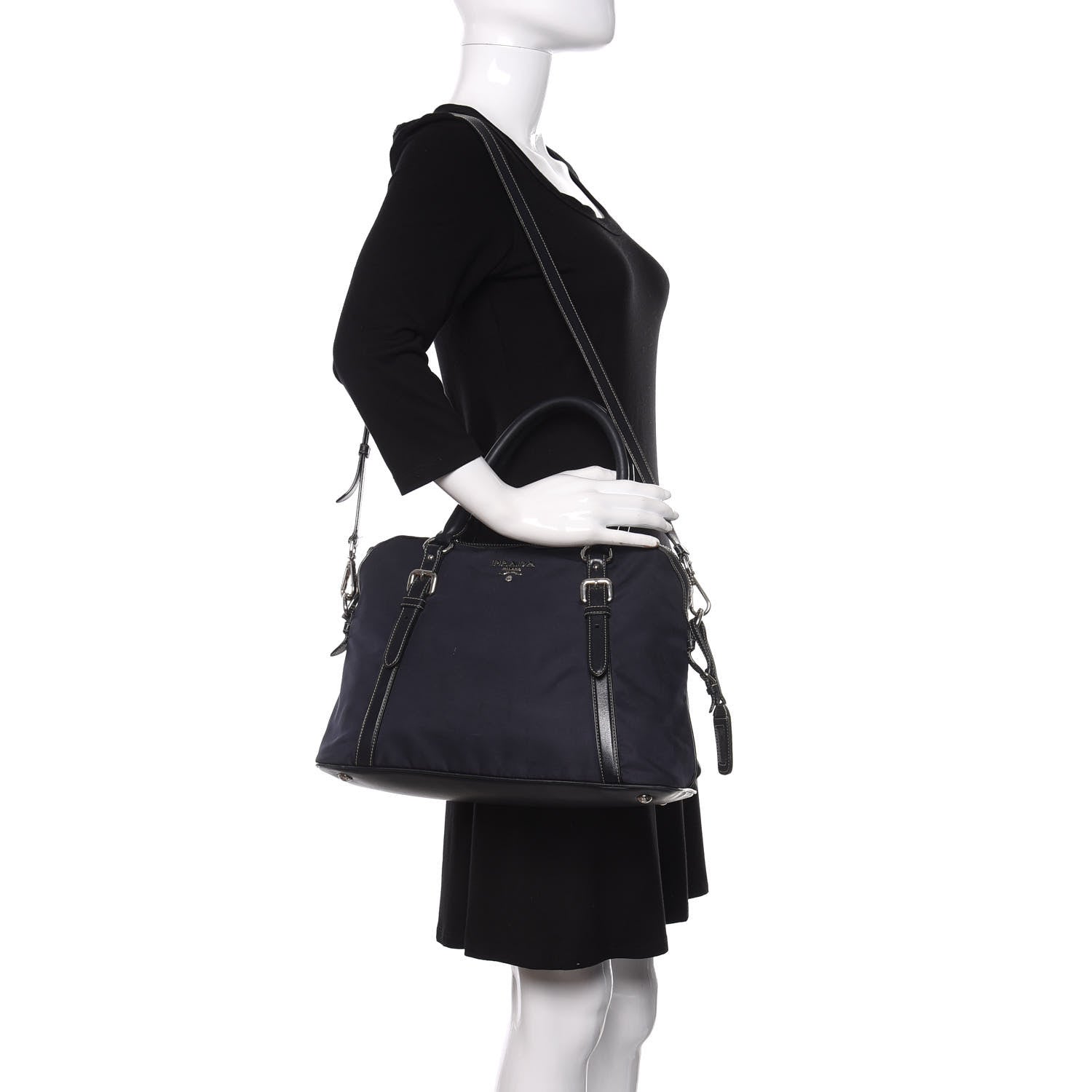 Prada Tessuto Nylon Soft Calf Tote 2 of 15
