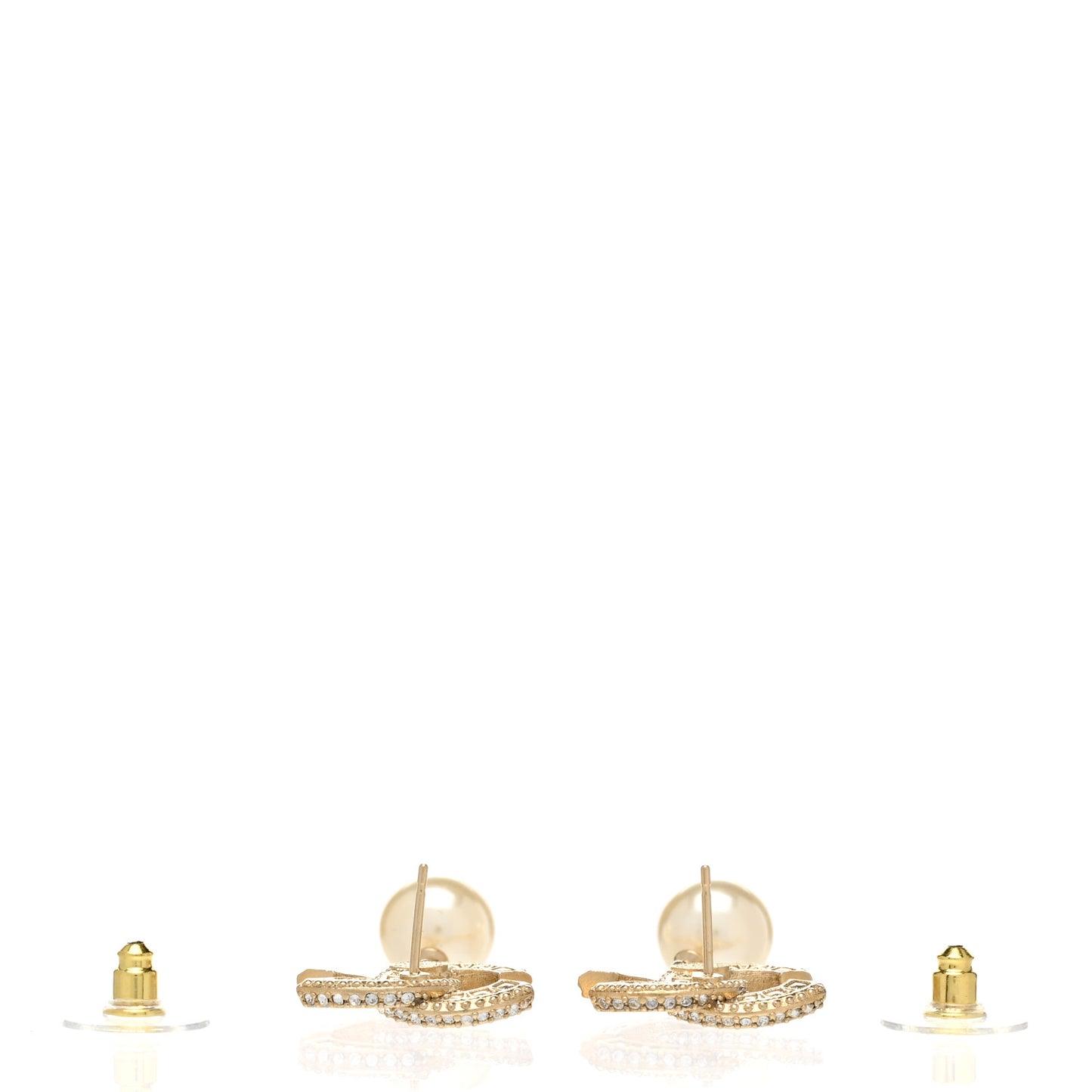 Crystal Pearl CC Drop Earrings Gold