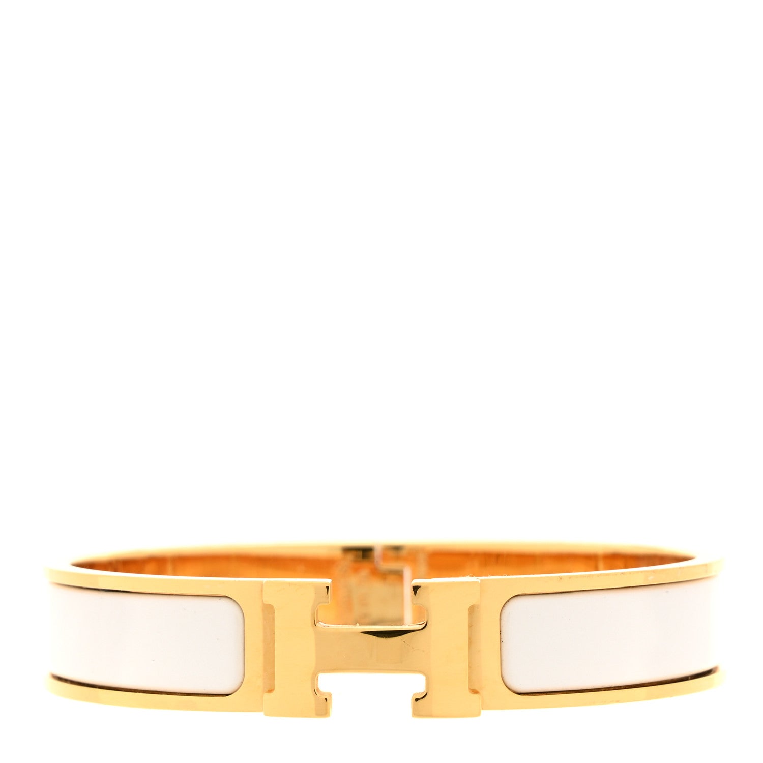 Hermes Enamel Narrow Clic Clac H Bracelet GM White 1 of 8