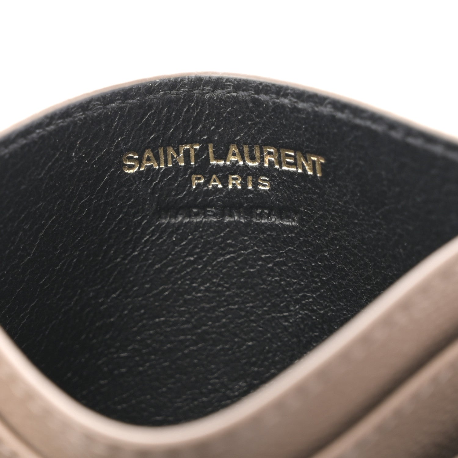 Saint Laurent Grain De Poudre Matelasse Chevron Monogram Credit Card Case Taupe 6 of 8