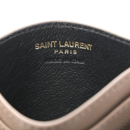 Saint Laurent Grain De Poudre Matelasse Chevron Monogram Credit Card Case Taupe 6 of 8