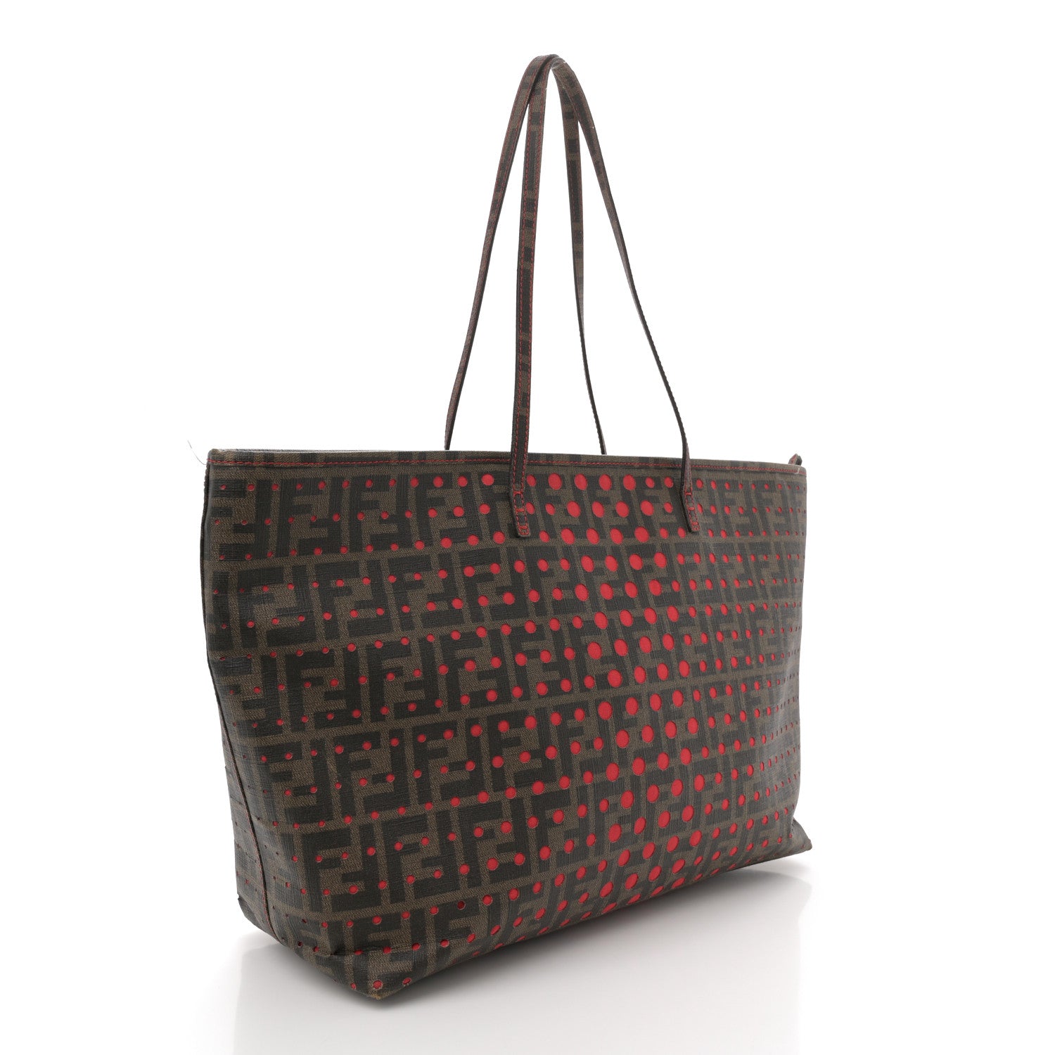 Fendi Zucca Spalmati Perforated Medium Roll Tote Tobacco 3 of 14